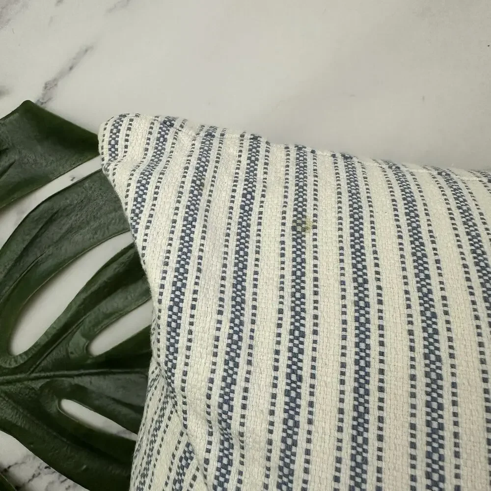 Lauren Ralph Lauren Striped Long Body Bolster Decorative Pillow Blue White Down